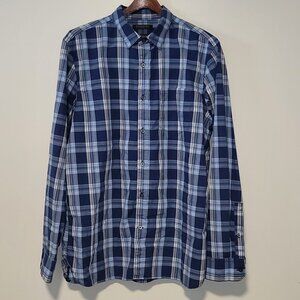 Banana Republic Men's Blue Plaid Button Down Shirt Size L